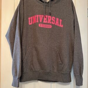 Universal Studios Unisex Gray Hoodie with Pink Lettering